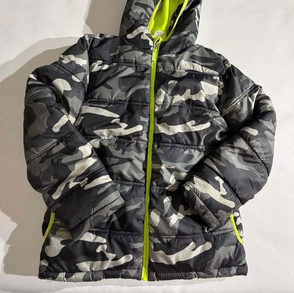 Faded Glory Camo Fleece Lined Puffer Jacket Hooded Boys Kids Size XL (14-16)